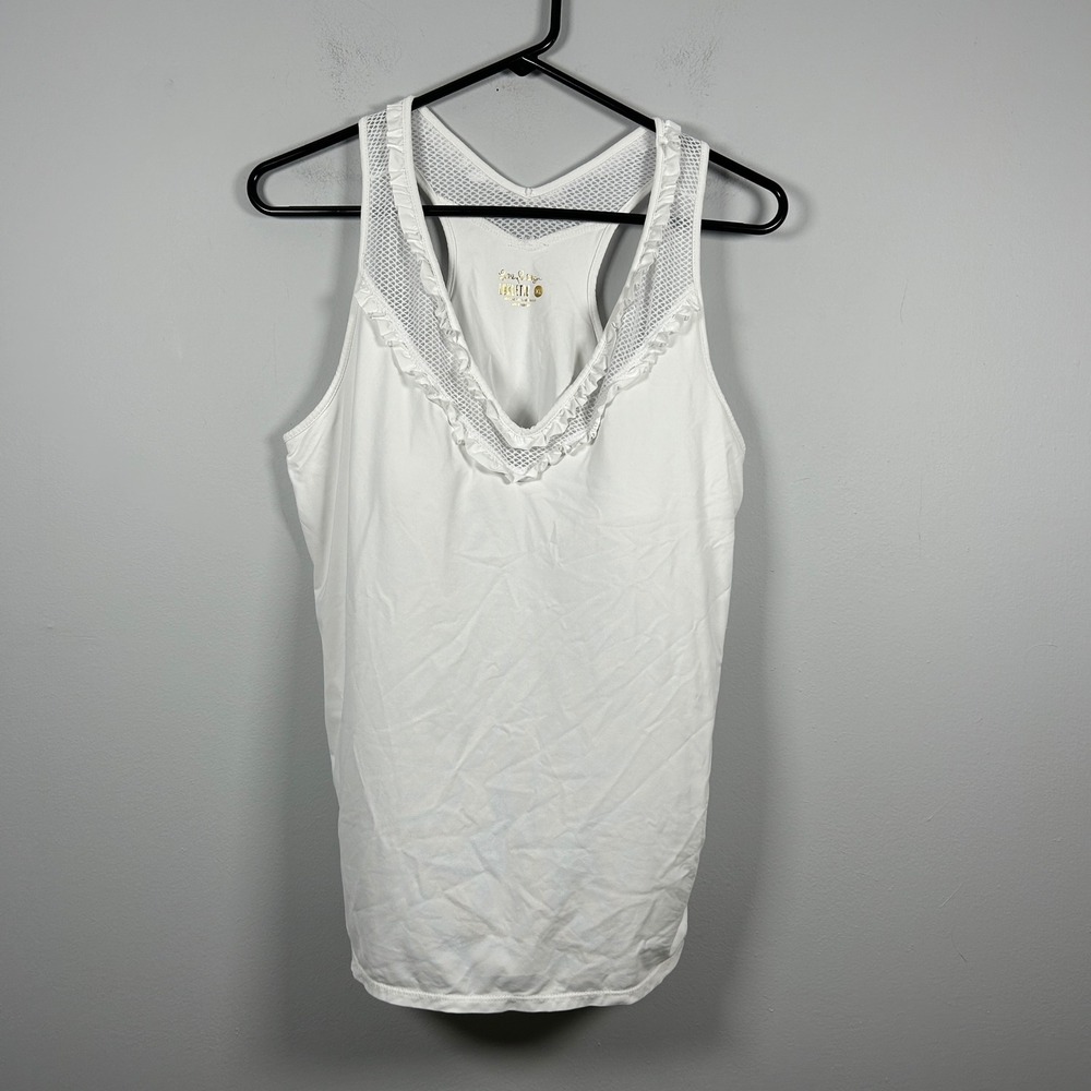 Lilly Pulitzer Luxletic Ruah Bra Tank Top Women's XL White Gym Resort Tennis